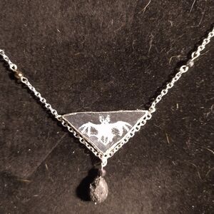 Black marble floating bat necklace